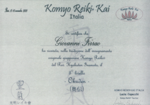 Certificazione Komyo Reiki